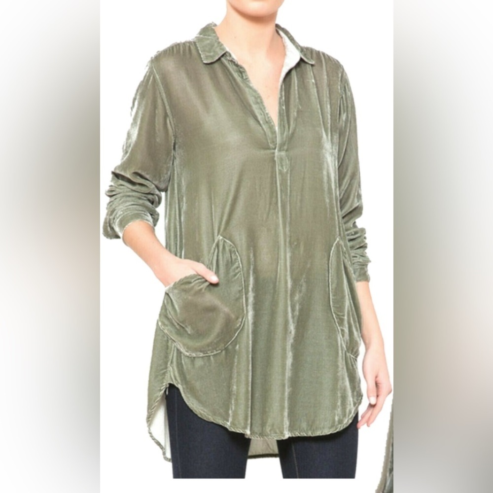 CP Shades Teton tunic velvet silk sage gray free people